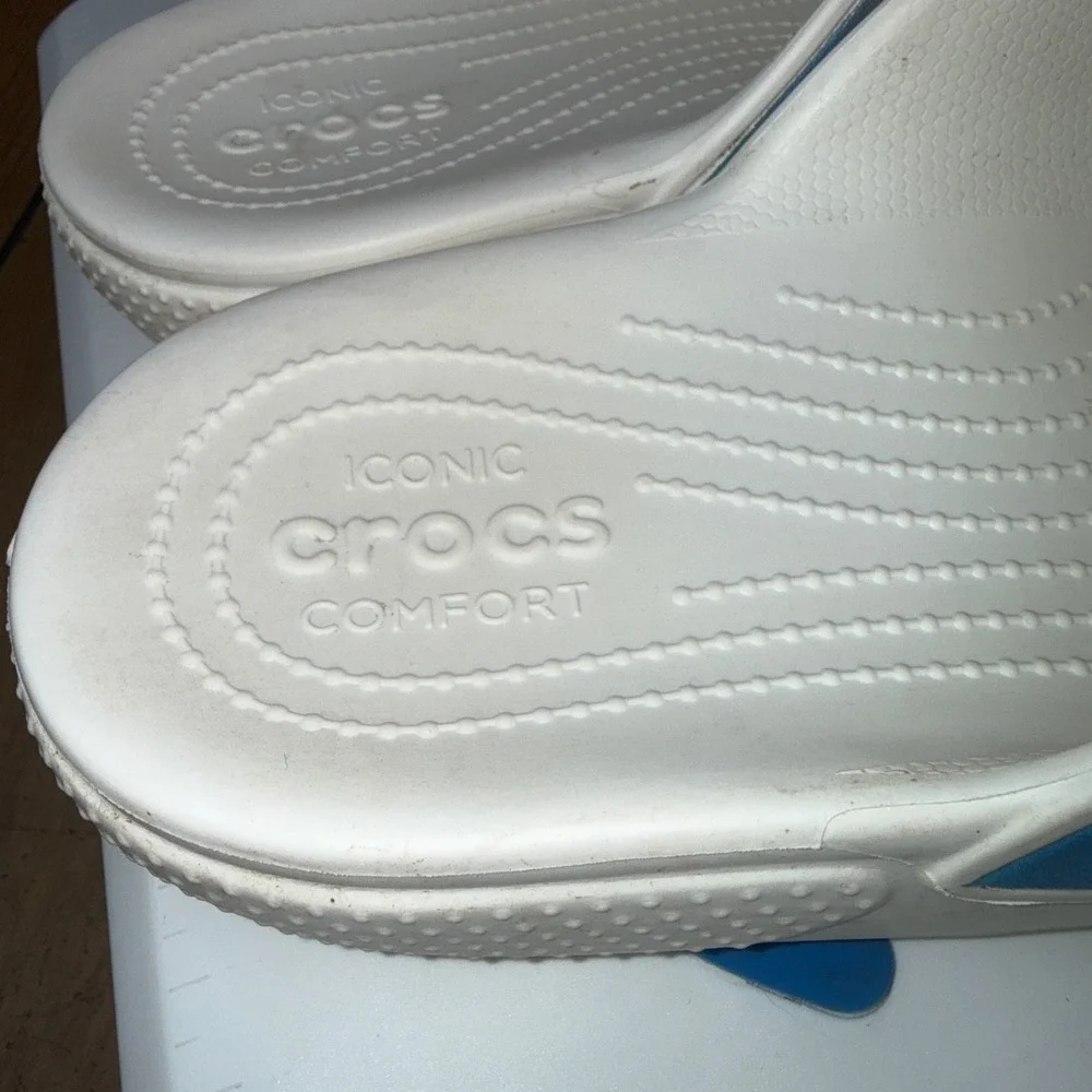 Crocs Classic Tie Dye Slide Sandals Men's‎ Size M 12 White Multi Color Comfort